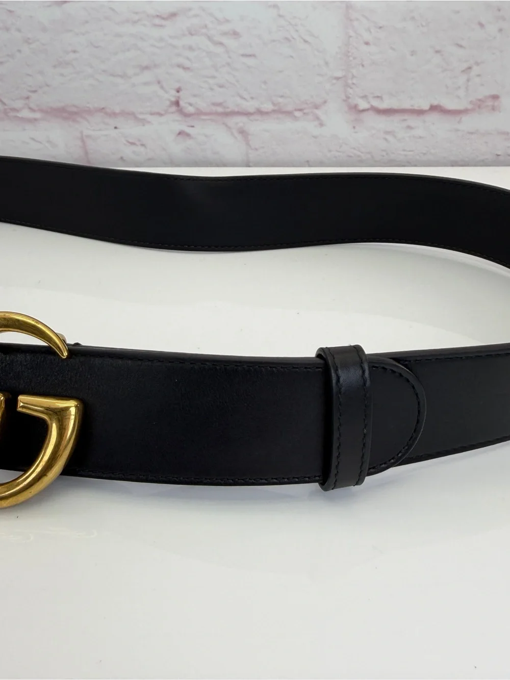 Gucci 2015 Re Edition Wide Leather Belt Gg Double Marmont Black 400593 100/40
